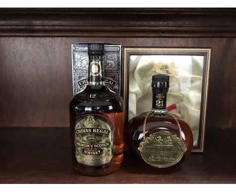 WHYTE & MACKAY 21 YEARS OLD
Blended Scotch Whisky. 
75cl, 43% volume, in box.
CHIVAS REGAL 12 YEARS OLD - 1.14 LITRES
Blended