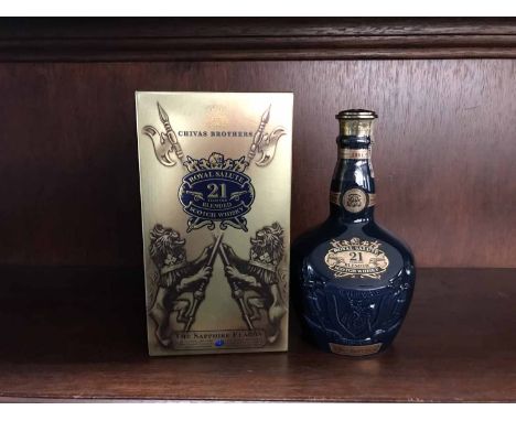 ROYAL SALUTE AGED 21 YEARS - SAPPHIRE DECANTER 
Blended Scotch Whisky. 
70cl, 40% volume, in ceramic decanter, felt pouch and