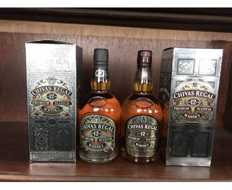 CHIVAS REGAL AGED 12 YEARS (2)
Blended Scotch Whisky.
70cl, 40% volume, in carton. 
2 bottles.  CONDITION REPORT: Both good. 