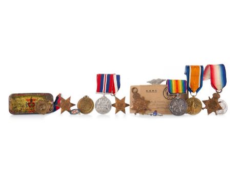 COLLECTION OF WWI AND WWII SERVICE MEDALS, comprising a WWI trio awarded to 425 Cpl. W. Henderson 13th Hrs., single 1914-15 S