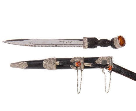 ROBERT ALLISON & SON OF GLASGOW, HIGHLAND DIRK, the chromed fullered and serated blade stamped with maker's mark, over a bask