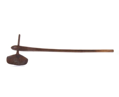 AFRICAN TRIBAL WAR AXE, 19TH/EARLY 20TH CENTURY possibly Zulu65cm highHeavy oxidisation to blade, significant surface loss wh