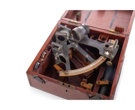 MILITARY ISSUE NAVAL SEXTANT BY H. HUGHES & SON AND FURTHER NAUTICAL INSTRUMENTS the sextant mid-20th century, no. 14419, cas