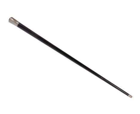 ROYAL ARMY MEDICAL CORPS, WALKING STICK, EARLY 20TH CENTURY the white metal cap embossed with crest, tapered ebonised shaft89