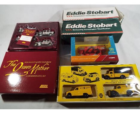 Lledo boxed sets, HM The Queen Mother commemorative set, Automobile Association vans of the 50s, two Atlas Eddie Stobart # H4