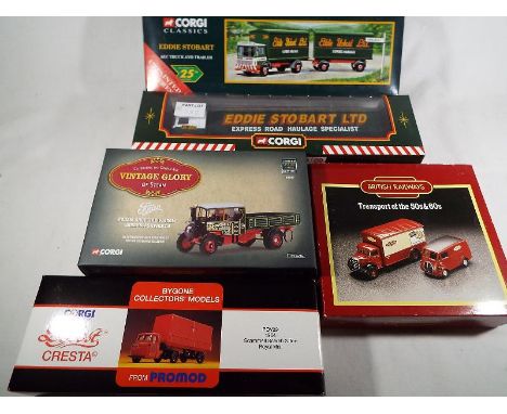 Five Corgi / Corgi Classics boxed sets comprising Eddie Stobart AEC truck and trailer including unpainted figures # 97369, Ed
