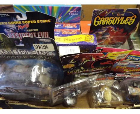 A mixed lot to include predominately sealed blister packs by Van Helsing Monster Slayer, Resident Evil 2, Gargoyles, Micro Ma
