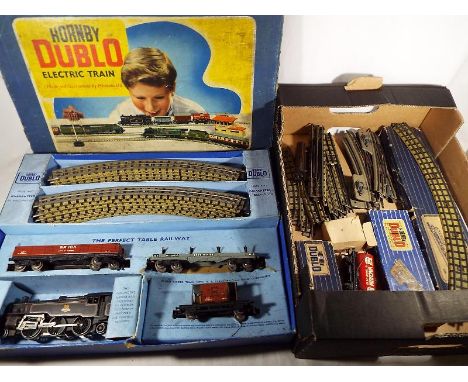 Model railways -  a Hornby Dublo train set comprising 2-6-2T locomotive Op No. 80054, tin plate and diecast goods rolling sto
