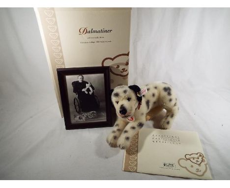 A Steiff Dalmation dog issued in a limited edition, with certificate of authenticity and framed photograph in original box, 3
