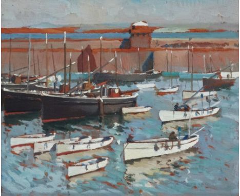 ARTHUR HAYWARD (1889-1971) A.R.R. St Ives Harbour Scene Oil on panel Signed Framed Picture size 22 x 27cm Overall size 32 x 3