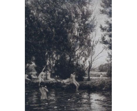 GEORGE PERCIVAL GASKELL (1868-1934) The Naiads Home Etching Inscribed to verso  Signed Framed and glazed Picture size 31 x 25