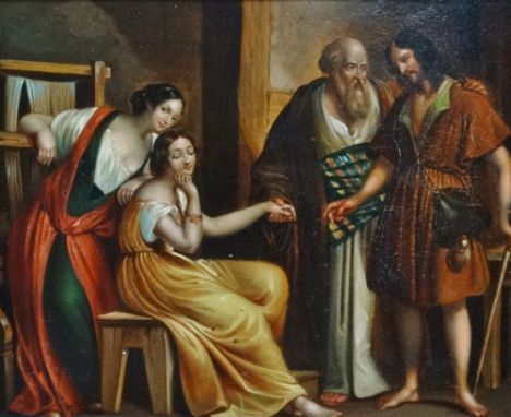 19th Century German School A Suitor Oil on metal panel  Framed Picture size 14.8 x 18.7cm Overall size 29.7 x 33.2cm