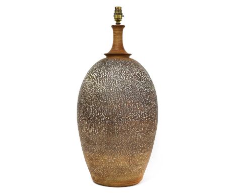 A stoneware lamp base,by David White, inscribed signature, painted mark,63.5cm high