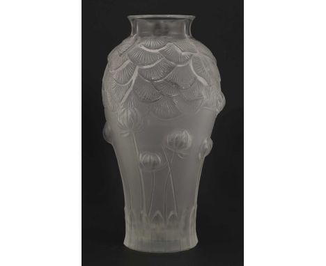 A Lalique 'Giverny' glass vase, modern, of frosted baluster form, signed 'Lalique France',28.5cm highCondition report: Good o