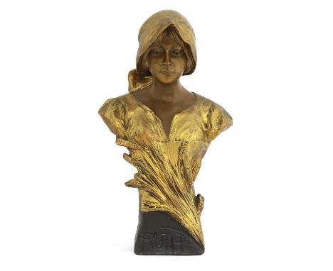 A Goldscheider terracotta bust of Ruth,by Emmanuel Joseph Simon (1873-1932), titled on the plinth, with raised plate mark and