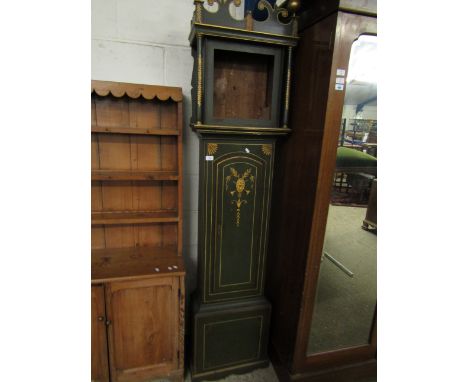 GOOD QUALITY GREEN AND GOLD PAINTED LONG CASE CLOCK CASE    