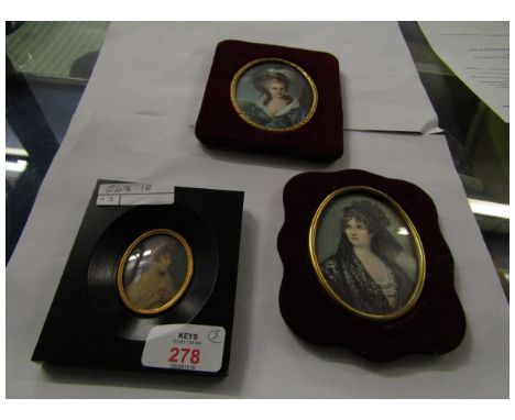 THREE PORTRAIT MINIATURE PRINTS    