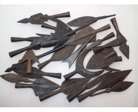 Tray of hand forged steel arrow head various designs 