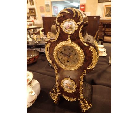 Ormolu and ceramic mounted boulle style mantel clock