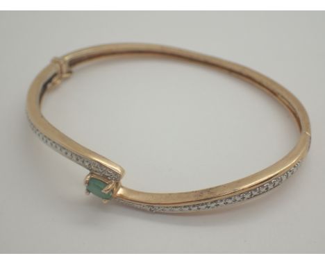 Silver stone set bangle