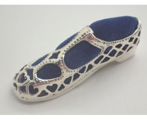 Silver shoe pin cushion