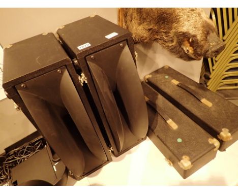 Pair of portable cased speakers  CONDITION REPORT: No details on speaker no name or model, speakers are un tested. 