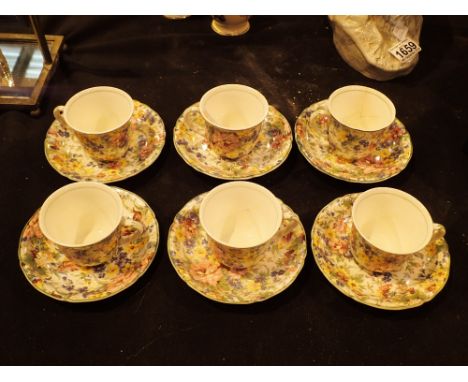 Midwinter set of six cups and saucers in the Brama pattern