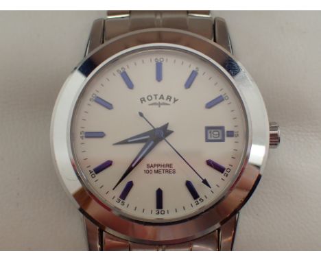 Gents Rotary Sapphire 100 meters boxed wristwatch CONDITION REPORT: This item is working at lotting.