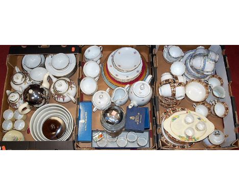 Three boxes of mixed chinaware, to include Royal Albert part tea set, Noritake tea set, Royal Worcester Evesham pattern napki