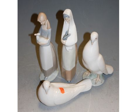 Four various Nao porcelain figures, to include nesting doveCondition fine.