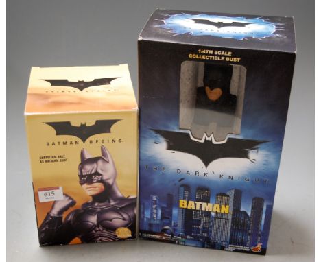 A DC Direct coalcast painted porcelain bust of Batman in box, an HCT Toys Batman 1/4" scale collectable bust in window box an