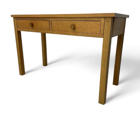 Contemporary oak console table, rectangular top over two frieze drawers, on square supports Dimensions: Height:&nbsp;76cm&nbs