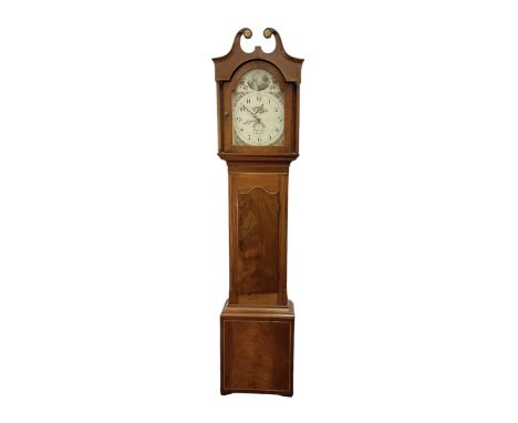 Robert Kneeshaw of Stokesley - 19th century 30 hour mahogany cased longcase clock c1820. with a swans necked pediment and bra
