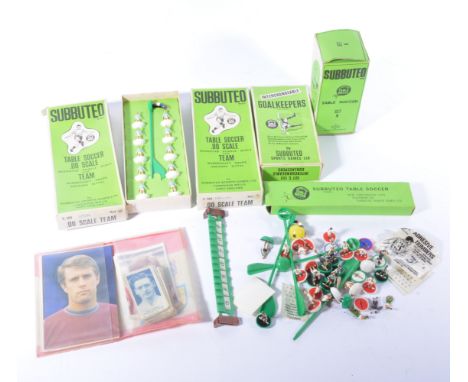 Subbuteo sets, including Heavyweight teams, along with football trading cards given by comics, and a set of Turf Cigarette ca