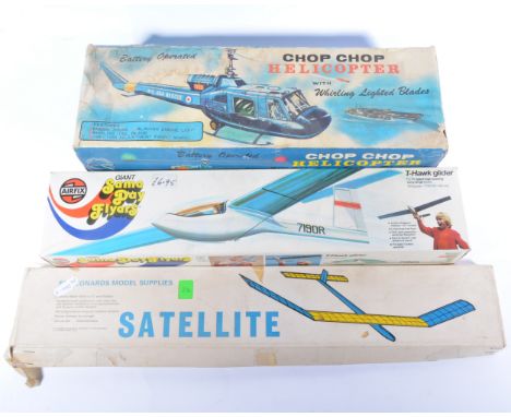 Marx toys"Chip-Chop" helicopter boxed, along with Airfix T-Hawk glider, Matchbox and Hotwheels loop to loop track, quantity. 