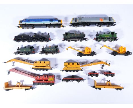 OO gauge railways engines and wagons, including Hornby Railfreight Distribution diesel engine, Lima steam engine "The Scottis