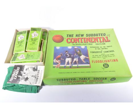 Subbuteo table football, including large floodlight set, heavyweight teams, and accessories. 