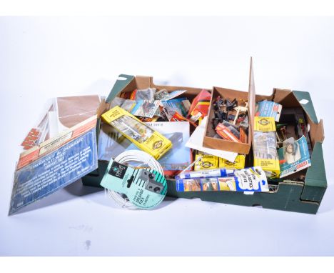Model railways accessories, parts and trackside signals, including Hornby R.664 point motors, Peco motors, etc.