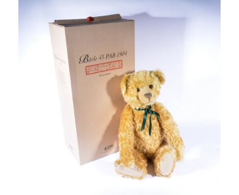 Modern Steiff teddy bear, reproduction of the Barle 43 Pab bear 1904, made in 2004, golden fur, no growler, wood shaving fill