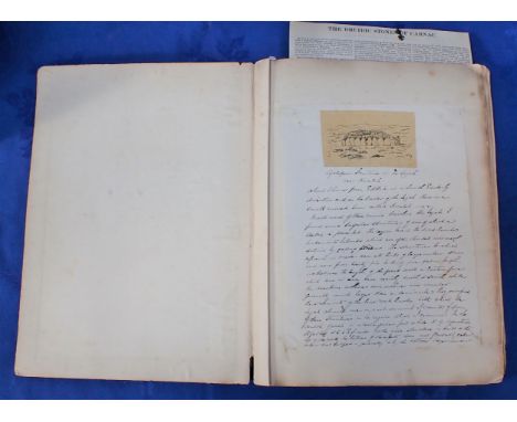 A 19TH CENTURY ANTIQUARY'S ALBUM with maps and drawings and manuscript text relating to South America, the Orkneys, Brittany,