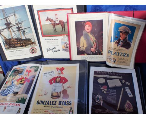 A COLLECTION OF VINTAGE ADVERTISEMENTS taken from Punch, The illustrated London News and other publications, contained in pla