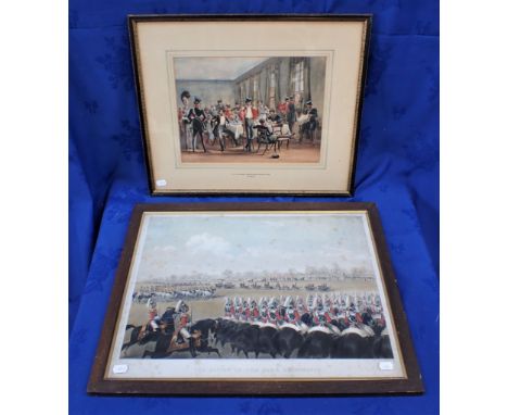 E. HULL, 1ST LIFE GUARDS' MESS ROOM, WINDSOR 1829 watercolour, (title on mount) signed with a military print
