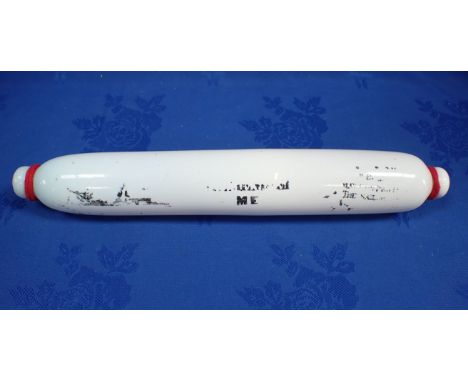 A NAILSEA TYPE GLASS ROLLING PIN 'Remember me' (worn inscription)