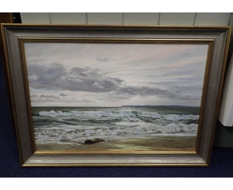 BERNARD P. LAWLOR: SEASCAPE, OIL ON CANVAS 70 x 49cms