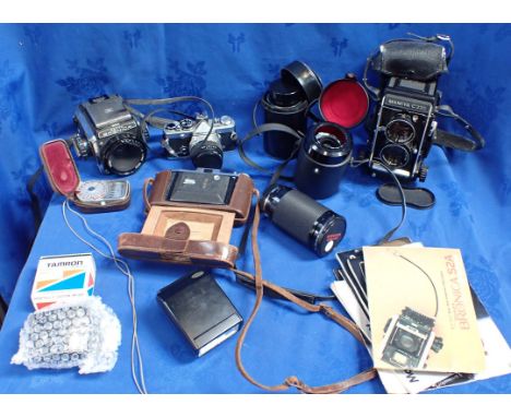 A ZENZA BRONICA, OLYMPUS OM-2, SIGMA ZOOM LENS and other cameras and lenses