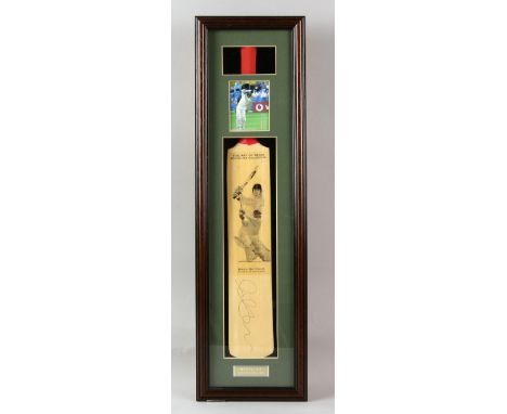 Cricket Memorabilia - Mark Butcher framed Cricket bat signed, Junior Howell The Irie Kid 04 Barbardos signed sketch and Barba