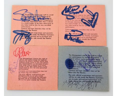 Iron Maiden / Saxon autographs - Iron Maiden’s Nicko McBrain, Adrian Smith & Dave Murray to reverse of 1983 gig ticket & Stev
