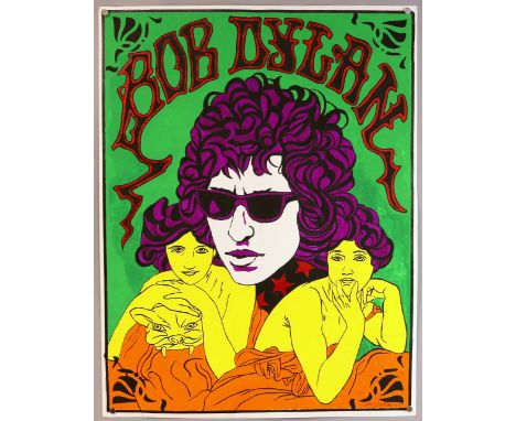 Bob Dylan - Original painted artwork by John Judkins, signed & dated 1971, flat, 20 x 25 inchesProvenance: I Was Lord Kitchen