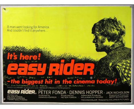 Easy Rider (1969) British Quad film poster, starring Dennis Hopper, Peter Fonda & Jack Nicholson, linen backed, 30 x 40 inche
