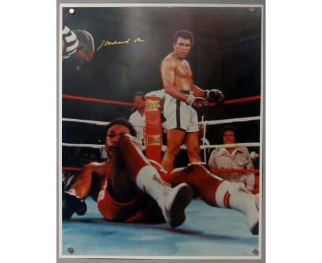 Boxing - Muhammad Ali - large colour photographic poster / print, signed in gold, flat, 16 x 20 inches.Provenance: From an au